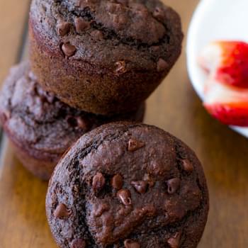 Skinny Double Chocolate Chip Muffins