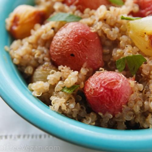 Quinoa with Roasted Radishes and Pearl Onions
