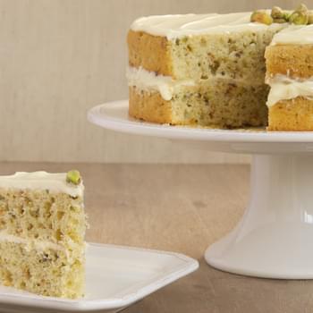 Pistachio Cake with White Chocolate Frosting