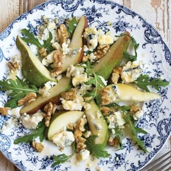 Pear, Blue Cheese And Walnut Salad With A Maple Syrup Vinaigrette