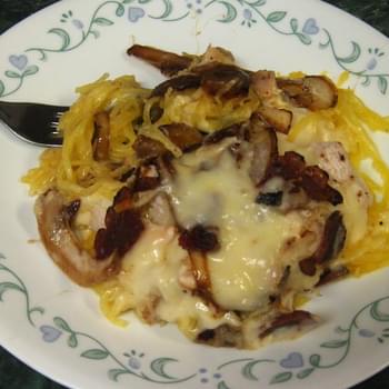 Spaghetti Squash with Garlic Alfredo with Bacon