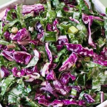 Red Russian Kale and Red Cabbage Slaw