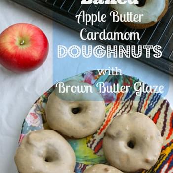 Baked Apple Butter Cardamom Doughnuts with Brown Butter Glaze