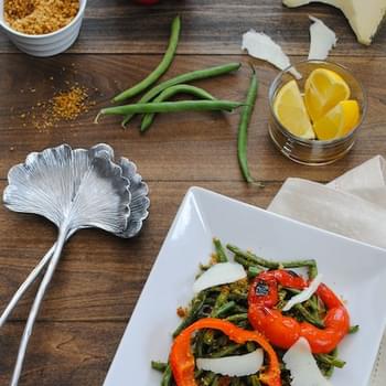 Roasted Green Beans & Peppers with Oregano Breadcrumbs