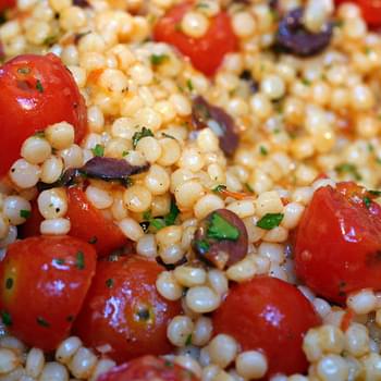 Pearl Couscous with Olives and Roasted Tomatoes