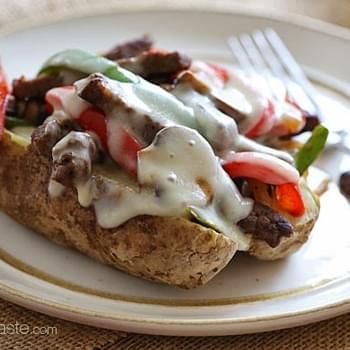 Loaded Philly Cheesesteak Baked Potato