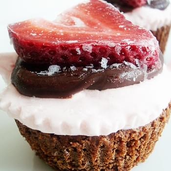 Strawberry Ice Cream Brownie Cupcakes
