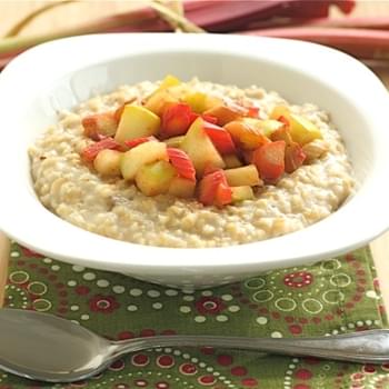Steel Cut Oats with Rhubarb and Apple Topping