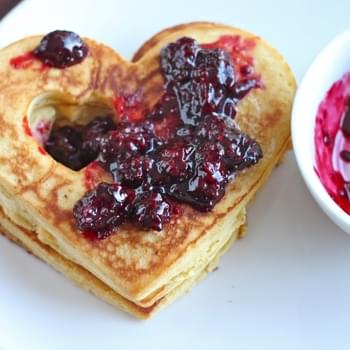 Clementine Cornmeal Pancakes with Maple Blackberry Compote