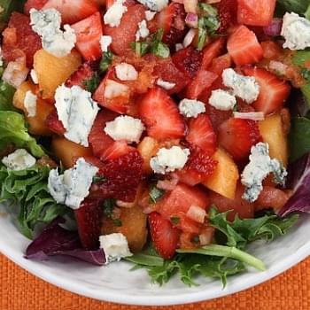 Strawberry- Melon Salad w/ Watermelon Vinaigrette