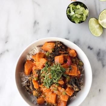 30-minute Sweet Potato and Kale Coconut Curry