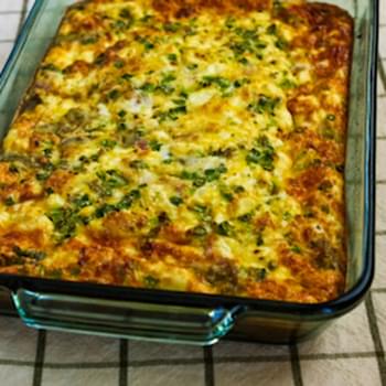 Karyn's Breakfast Casserole with Artichokes, Canadian Bacon, and Goat Cheese