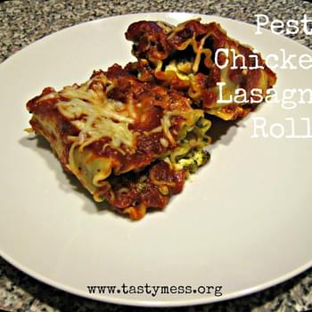 Pesto Chicken Lasagna Rolls