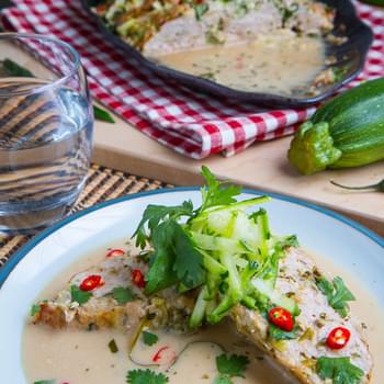 Thai Green Curry Turkey and Zucchini Meatloaf in a Coconut Milk Green Curry Sauce