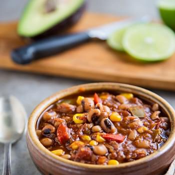 Black-eyed Pea Chili with Quinoa and Corn