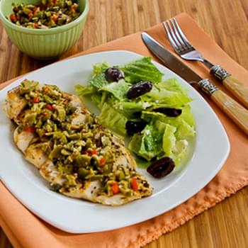 Pan-Grilled Chicken with Green Olive, Caper, and Lemon Relish