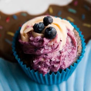 Blueberry Almond Cupcakes with Blueberry Buttercream Frosting