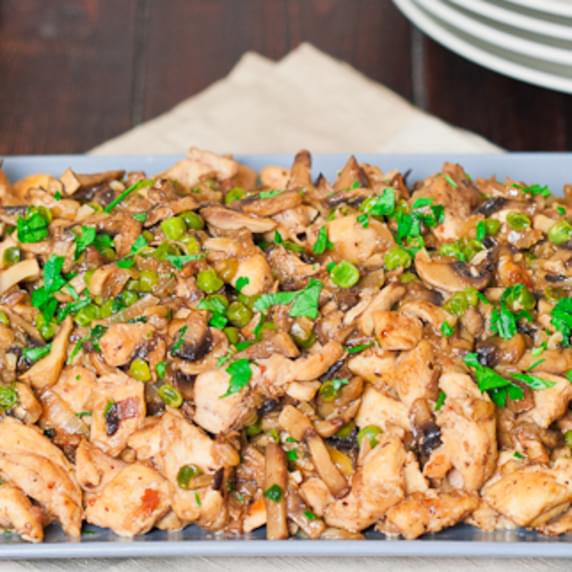 Skinnified Chicken and Mushrooms with White Wine