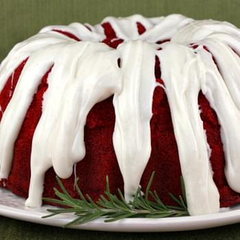 Red Velvet Bundt Cake with Cinnamon- Cream Cheese Glaze