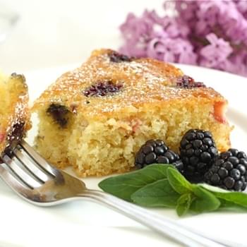 Blackberry Rhubarb Buttermilk Cake