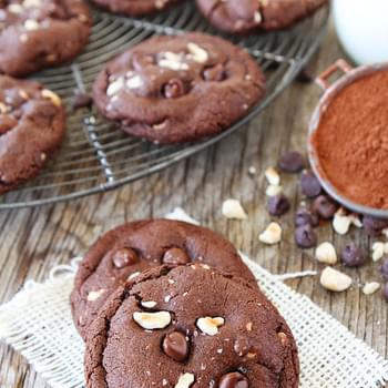 Double Chocolate Hazelnut Cookies with Sea Salt