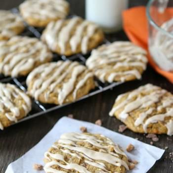 Pumpkin Toffee Cookies with Salted Caramel Glaze