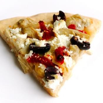 Artichoke Heart, Olive, and Goat Cheese Pizza