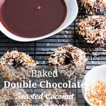 Baked Double Chocolate Toasted Coconut Doughnuts