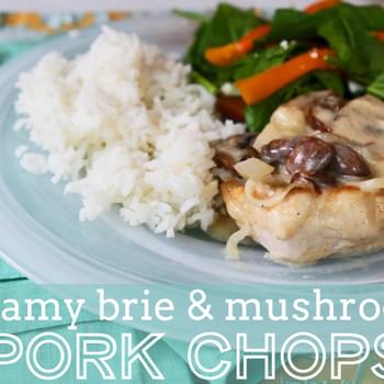 Creamy Brie & Mushroom Pork Chops