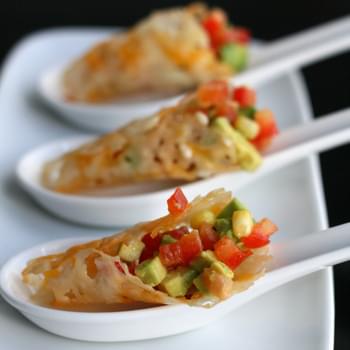 Parmesan Cones with Avocado and Red Pepper