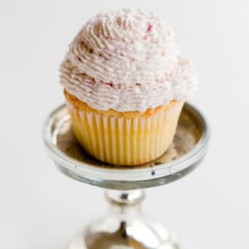Parmesan Sour Cream Cupcakes with Raspberry Whipped Cream Frosting