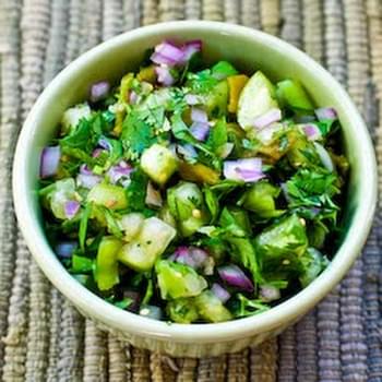 Tomatillo Salsa with Roasted Green Chiles, Cilantro, and Lime