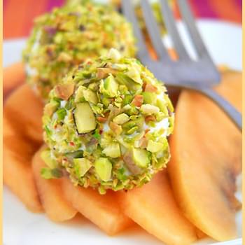 Melon With Fresh Goat Cheese and Pistachios