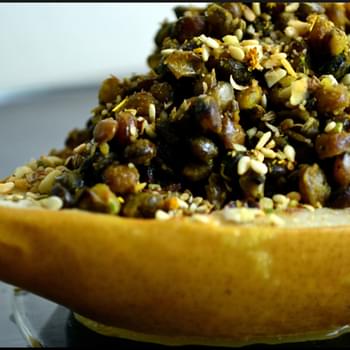 What's on the side? Baked Pear and Chi Spiced Lentil Salad
