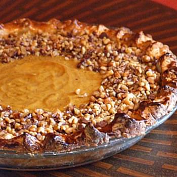 Pumpkin Pie with Toffee- Walnut Topping