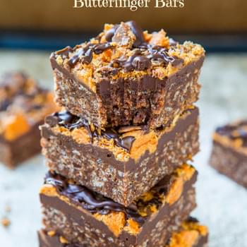 Chewy Chocolate Peanut Butter Butterfinger Bars (gluten-free)