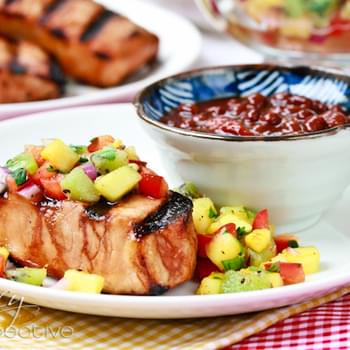 Firecracker Pork Chops with Pineapple Kiwi Salsa