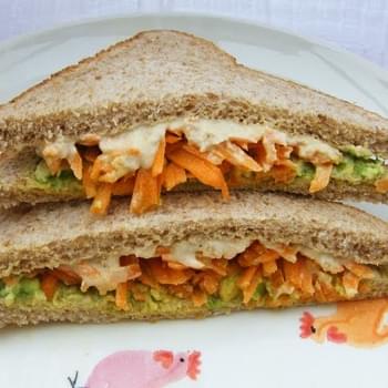 Carrot, Hummus & Avocado Sandwich