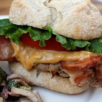 Grilled Smokey Chicken and Bacon Cheeseburger