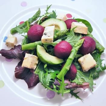 Asparagus, Avocado, Blue Cheese and Beetroot Salad