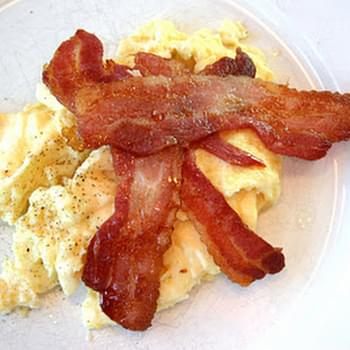 Folded Eggs and Baked Bacon