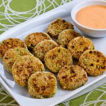 Oven-Fried Green Tomatoes with Sriracha-Ranch Dipping Sauce (Gluten-Free, Low-Carb, Phase One)