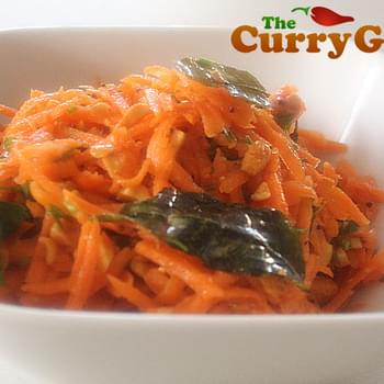 Traditional Indian Food- Carrot Salad With Roasted Peanuts and Dried Chillies