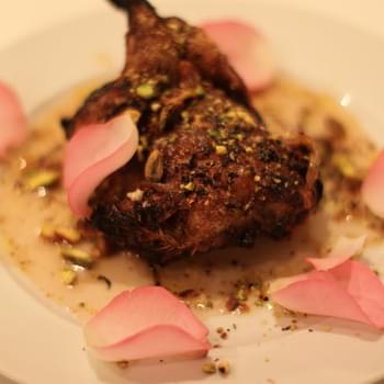 Grilled Quails with Rose Petals and Bitter Chocolate