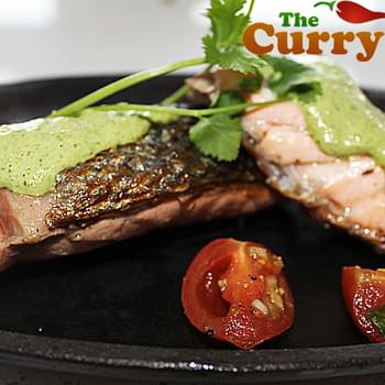 Blackened Salmon With A Coriander And Lime Sauce