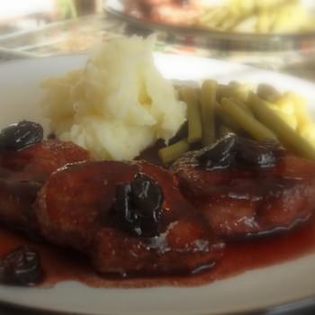 Pork Cutlets with a Port and Cherry Pan Sauce