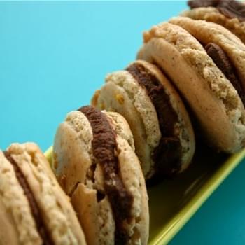 Pistachio Macarons with Quark and Chocolate “Mousse” filling