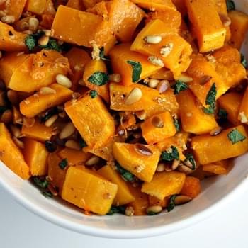Roasted Butternut Squash with Garlic, Sage and Pine Nuts
