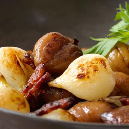 Sautéed Chestnuts, Onions, and Bacon