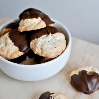 Chocolate Dipped Peanut Butter Meringue Cookies